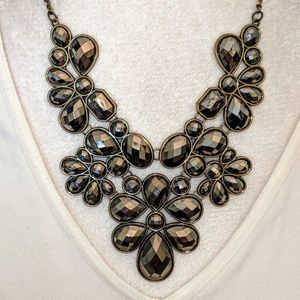 Pewter look faceted statement necklace